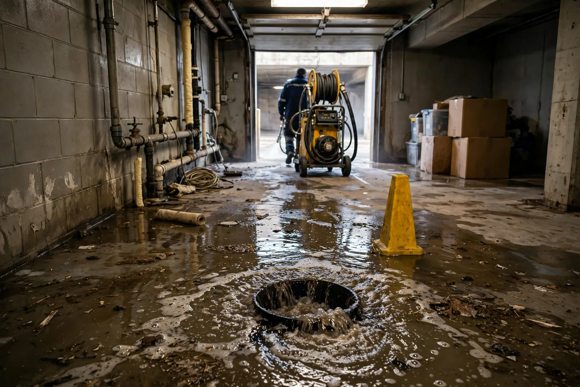 Before photo, Commercial Drain Cleaning in Collington, by Bowie Plumbing Company