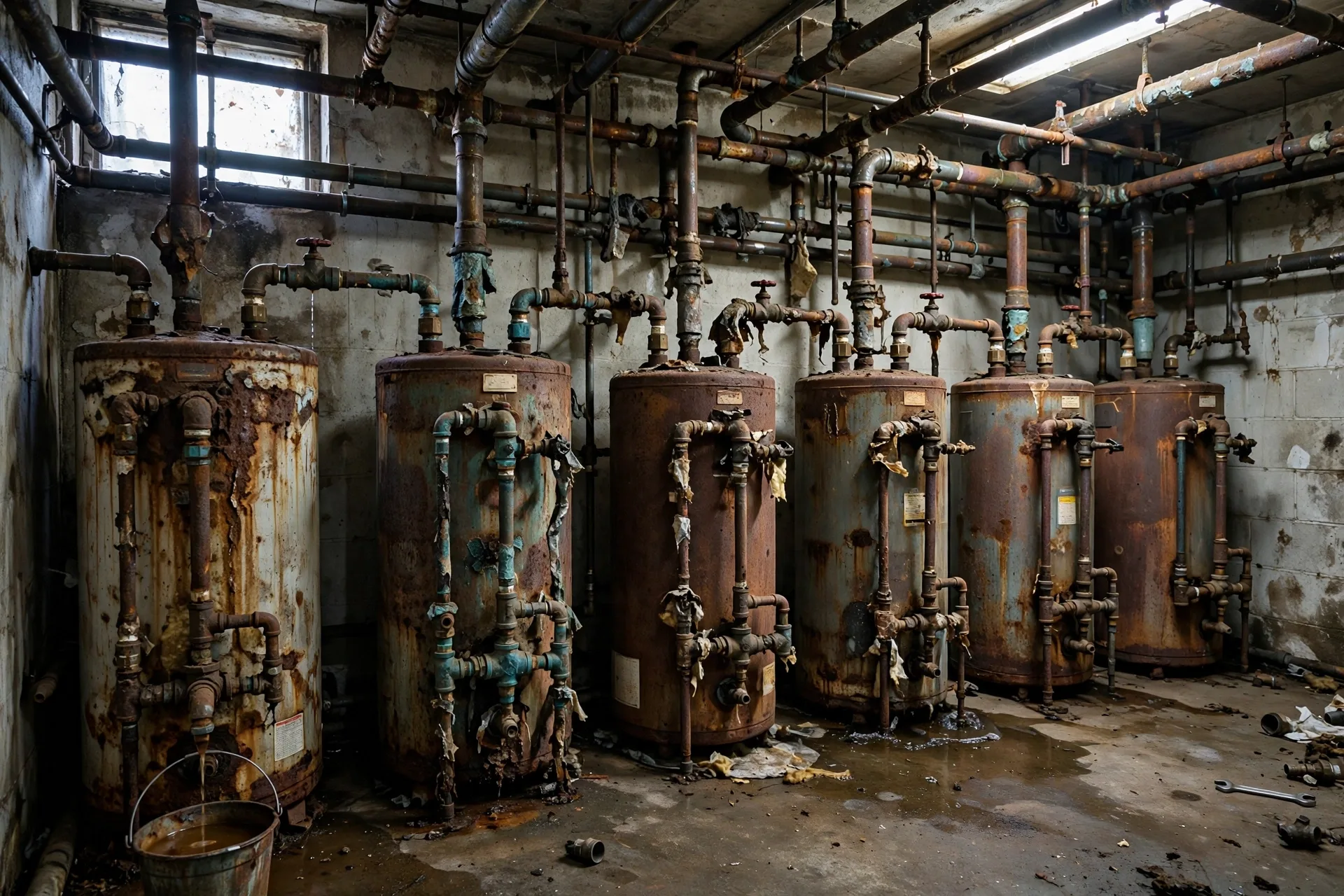 Before photo, Commercial Water Heaters and Drain Lines in the Route 301 Corridor, by Bowie Plumbing Company