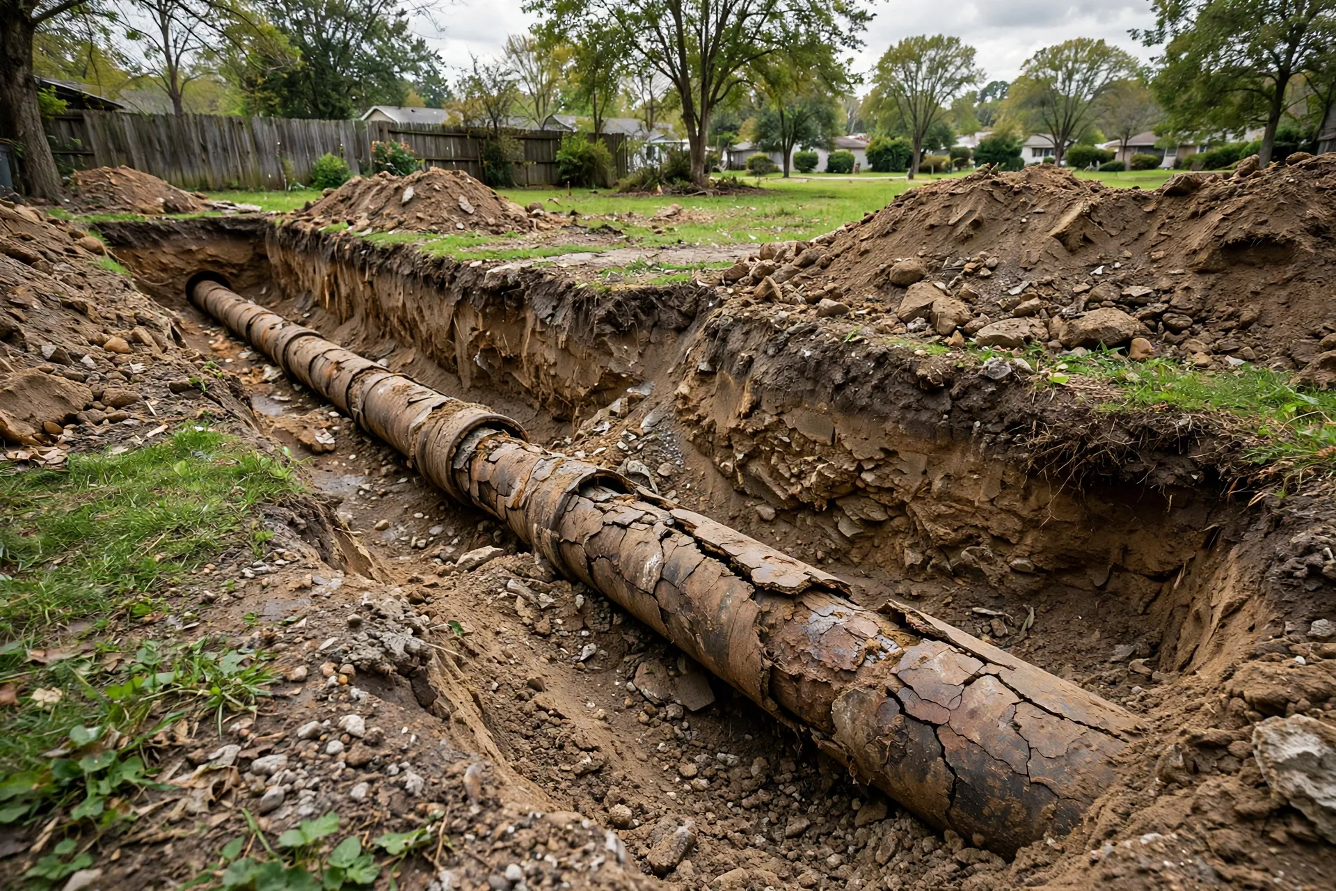 Before photo, Sewer Line Replacement in Pointer Ridge, by Bowie Plumbing Company